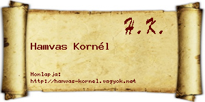 Hamvas Kornél névjegykártya